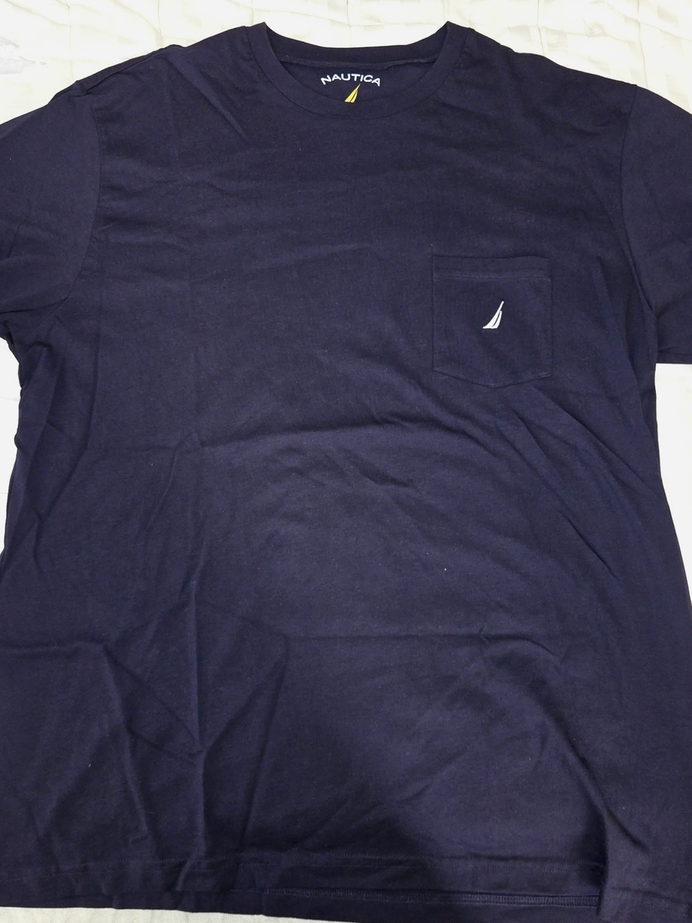 Nautica Men's Navy Crew Pocket Tee with Sailboat Logo